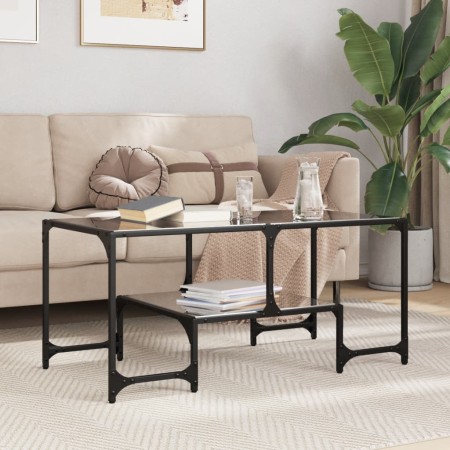 Mesa de centro superficie de vidrio acero negra 98,5x50x45 cm en Mesas de centro | Comprar online en Foru.es