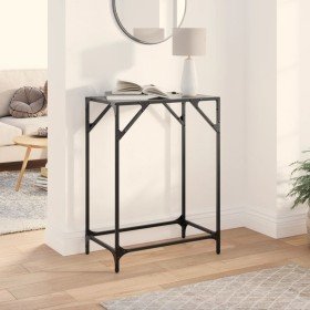 Mesa consola con superficie de vidrio negro acero 60x35x81 cm en Mesas consola | Comprar online en Foru.es