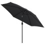 Sombrilla de jardín con luces LED palo de acero negro 300 cm de vidaXL, Sombrillas - Ref: Foro24-47134, Precio: 91,83 €, Desc...