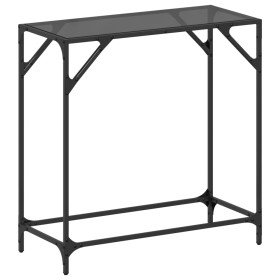 Mesa consola con superficie de vidrio negro acero 80x35x81 cm en Mesas consola | Comprar online en Foru.es