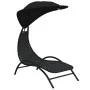 Lounger with steel awning and black fabric 167x80x195 cm by vidaXL, Loungers - Ref: Foro24-362706, Price: 83,37 €, Discount: %