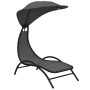 Tumbona con toldo acero y tela gris oscuro 167x80x195 cm de vidaXL, Tumbonas - Ref: Foro24-362707, Precio: 84,78 €, Descuento: %