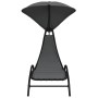 Tumbona con toldo acero y tela gris oscuro 167x80x195 cm de vidaXL, Tumbonas - Ref: Foro24-362707, Precio: 84,78 €, Descuento: %