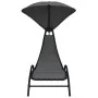 Tumbona con toldo acero y tela gris oscuro 167x80x195 cm de vidaXL, Tumbonas - Ref: Foro24-362707, Precio: 88,44 €, Descuento: %