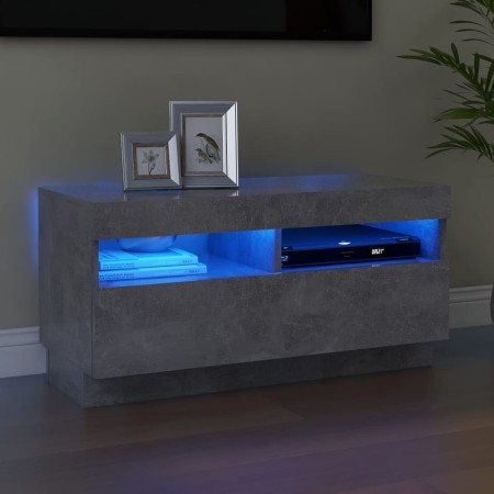 Mueble de TV con luces LED gris hormigón 80x35x40 cm de vidaXL, Muebles TV - Ref: Foro24-804449, Precio: 71,14 €, Descuento: %