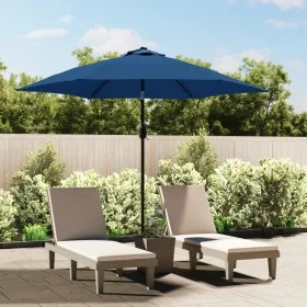 Sombrilla de jardín con luces LED palo acero azul celeste 300cm de vidaXL, Sombrillas - Ref: Foro24-47135, Precio: 98,98 €, D...