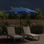 Sombrilla de jardín con luces LED palo acero azul celeste 300cm de vidaXL, Sombrillas - Ref: Foro24-47135, Precio: 98,98 €, D...