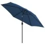 Sombrilla de jardín con luces LED palo acero azul celeste 300cm de vidaXL, Sombrillas - Ref: Foro24-47135, Precio: 98,98 €, D...
