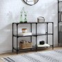 Mesa consola con superficie de vidrio negro acero 118,5x30x81cm en Mesas consola | Comprar online en Foru.es