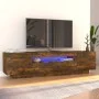 Mueble de TV con luces LED color roble ahumado 160x35x40 cm de vidaXL, Muebles TV - Ref: Foro24-815726, Precio: 119,84 €, Des...