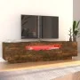 Mueble de TV con luces LED color roble ahumado 160x35x40 cm de vidaXL, Muebles TV - Ref: Foro24-815726, Precio: 119,84 €, Des...