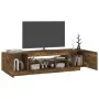 Mueble de TV con luces LED color roble ahumado 160x35x40 cm de vidaXL, Muebles TV - Ref: Foro24-815726, Precio: 119,84 €, Des...