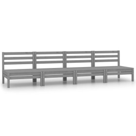 Sofá central de jardín 4 uds gris madera maciza de pino de vidaXL, Conjuntos de jardín - Ref: Foro24-806594, Precio: 202,40 €...