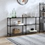Mesa consola con superficie de vidrio negro acero 158,5x30x81cm en Mesas consola | Comprar online en Foru.es