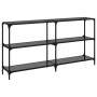 Mesa consola con superficie de vidrio negro acero 158,5x30x81cm en Mesas consola | Comprar online en Foru.es
