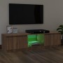 Mueble de TV con luces LED marrón roble 120x30x35,5 cm de vidaXL, Muebles TV - Ref: Foro24-815710, Precio: 78,90 €, Descuento: %