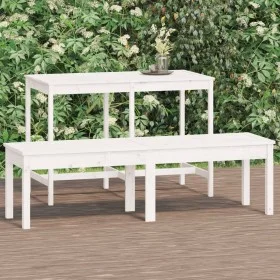 Banco jardín 2 plazas madera maciza pino blanco 159,5x44x45 cm de vidaXL, Bancos de jardín - Ref: Foro24-824012, Precio: 97,7...