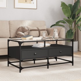 Mesa de centro superficie de vidrio acero negro 98,5x50x45 cm en Mesas de centro | Comprar online en Foru.es