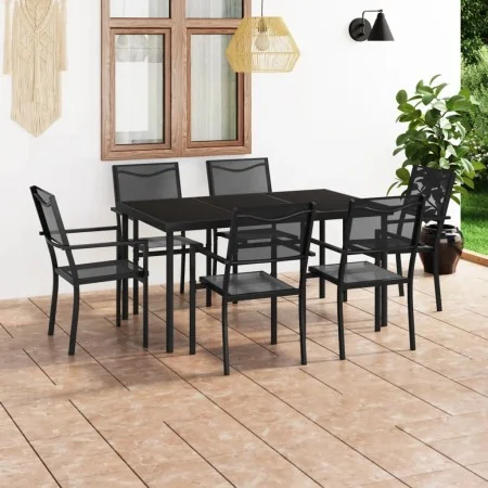 Juego de comedor para jardín 7 piezas acero de vidaXL, Conjuntos de jardín - Ref: Foro24-3073517, Precio: 446,36 €, Descuento: %