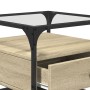 Mesa de centro tapa de vidrio acero roble Sonoma 50x50x45 cm en Mesas de centro | Comprar online en Foru.es