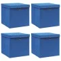 Cajas de almacenaje con tapa 4 uds tela azul 32x32x32 cm de vidaXL, Cestas para almacenaje - Ref: Foro24-288338, Precio: 25,0...