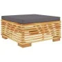 Taburete de jardín con cojín gris oscuro madera maciza teca de vidaXL, Sofás modulares de exterior - Ref: Foro24-319161, Prec...