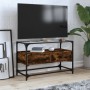 Mueble TV cristal y madera ingeniería roble ahumado 80x35x51 cm en Muebles TV | Comprar online en Foru.es