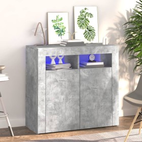 Aparador con luces LED gris hormigón 80x35x75 cm de vidaXL, Aparadores - Ref: Foro24-804332, Precio: 75,87 €, Descuento: %