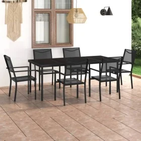 Juego de comedor para jardín 7 piezas acero de vidaXL, Conjuntos de jardín - Ref: Foro24-3073518, Precio: 462,17 €, Descuento: %