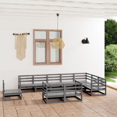 Muebles de jardín 10 piezas gris madera de pino maciza en Conjuntos de jardín | Comprar online en Foru.es