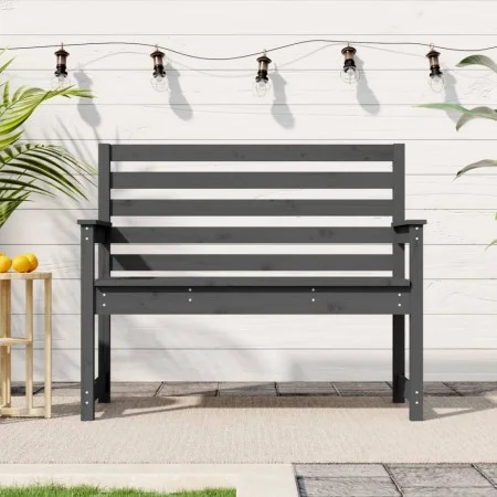 Banco de jardín madera maciza de pino gris 109x48x91,5 cm de vidaXL, Bancos de jardín - Ref: Foro24-824062, Precio: 97,21 €, ...