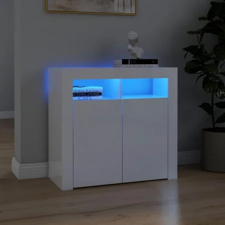 Aparador con luces LED blanco brillante 80x35x75 cm de vidaXL, Aparadores - Ref: Foro24-804334, Precio: 102,83 €, Descuento: %