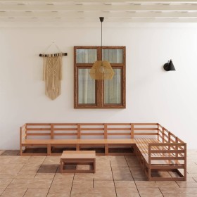 Muebles de jardín 9 piezas marrón miel madera maciza de pino en Conjuntos de jardín | Comprar online en Foru.es