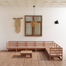 Muebles de jardín 9 piezas marrón miel madera maciza de pino en Conjuntos de jardín | Comprar online en Foru.es