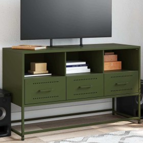 Mueble para TV de acero verde oliva 100,5x39x60,5 cm en Muebles TV | Comprar online en Foru.es