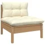 Central garden sofa with pine wood honey brown cushions by vidaXL, Modular outdoor sofas - Ref: Foro24-806637, Price: 86,99 €...