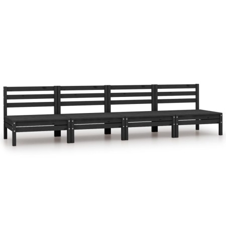 Sofás central de jardín 4 unidades negro madera maciza de pino de vidaXL, Conjuntos de jardín - Ref: Foro24-806596, Precio: 2...