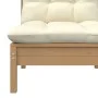 Zentrales Gartensofa mit Kissen aus Zirbenholz honigbraun von vidaXL, Modulare Sofas für den Außenbereich - Ref: Foro24-80663...