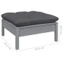 Garten Fußstütze massives Kiefernholz graues Kissen anthrazit von vidaXL, Modulare Sofas für den Außenbereich - Ref: Foro24-8...