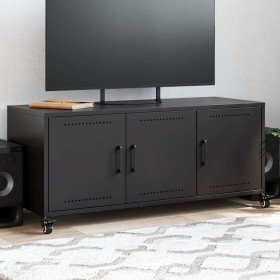 Mueble para TV acero negro 100,5x39x43,5 cm en Muebles TV | Comprar online en Foru.es