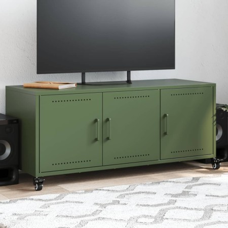 Mueble TV acero laminado en frío verde oliva 100,5x39x43,5 cm en Muebles TV | Comprar online en Foru.es