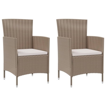 Sillas de jardín con cojines 2 unidades ratán sintético beige de vidaXL, Sillas de jardín - Ref: Foro24-316684, Precio: 137,4...