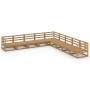 Muebles de jardín 9 pzas y cojines marrón miel madera pino en Conjuntos de jardín | Comprar online en Foru.es