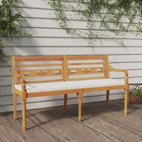 Banco Batavia con cojín madera maciza de teca 150 cm de vidaXL, Bancos de jardín - Ref: Foro24-319148, Precio: 201,90 €, Desc...
