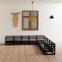 Juego de muebles de jardín 9 piezas negro madera maciza de pino en Conjuntos de jardín | Comprar online en Foru.es