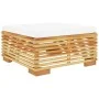 Taburete de jardín con cojín color crema madera maciza teca de vidaXL, Sofás modulares de exterior - Ref: Foro24-319158, Prec...