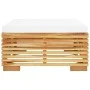 Taburete de jardín con cojín color crema madera maciza teca de vidaXL, Sofás modulares de exterior - Ref: Foro24-319158, Prec...