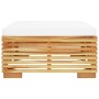 Taburete de jardín con cojín color crema madera maciza teca de vidaXL, Sofás modulares de exterior - Ref: Foro24-319158, Prec...