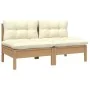 2-seater garden sofa in solid pine wood with cream cushions by vidaXL, Modular outdoor sofas - Ref: Foro24-806655, Price: 159...