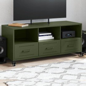 Mueble de TV de acero verde oliva 100,5x39x43,5 cm en Muebles TV | Comprar online en Foru.es